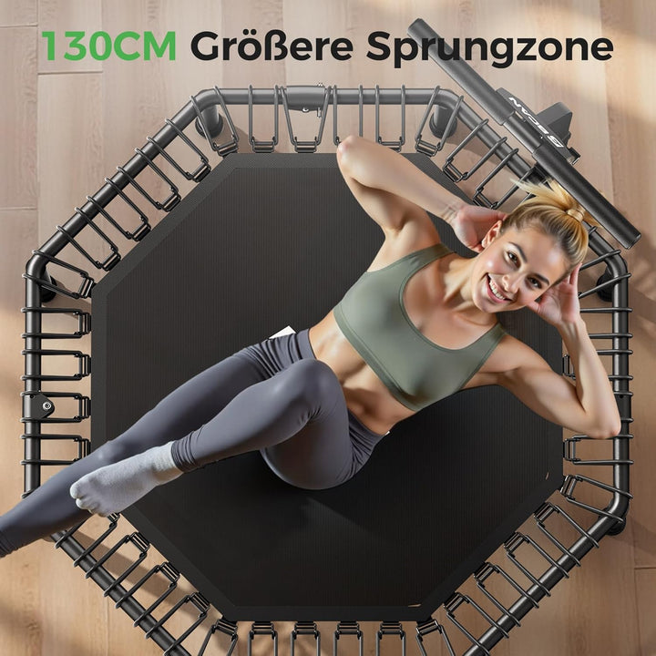 BCAN Fitness Trampolin Indoor Ø 122/133 cm, Trampolin Erwachsene bis 250 kg, Bodentrampolin mit vers