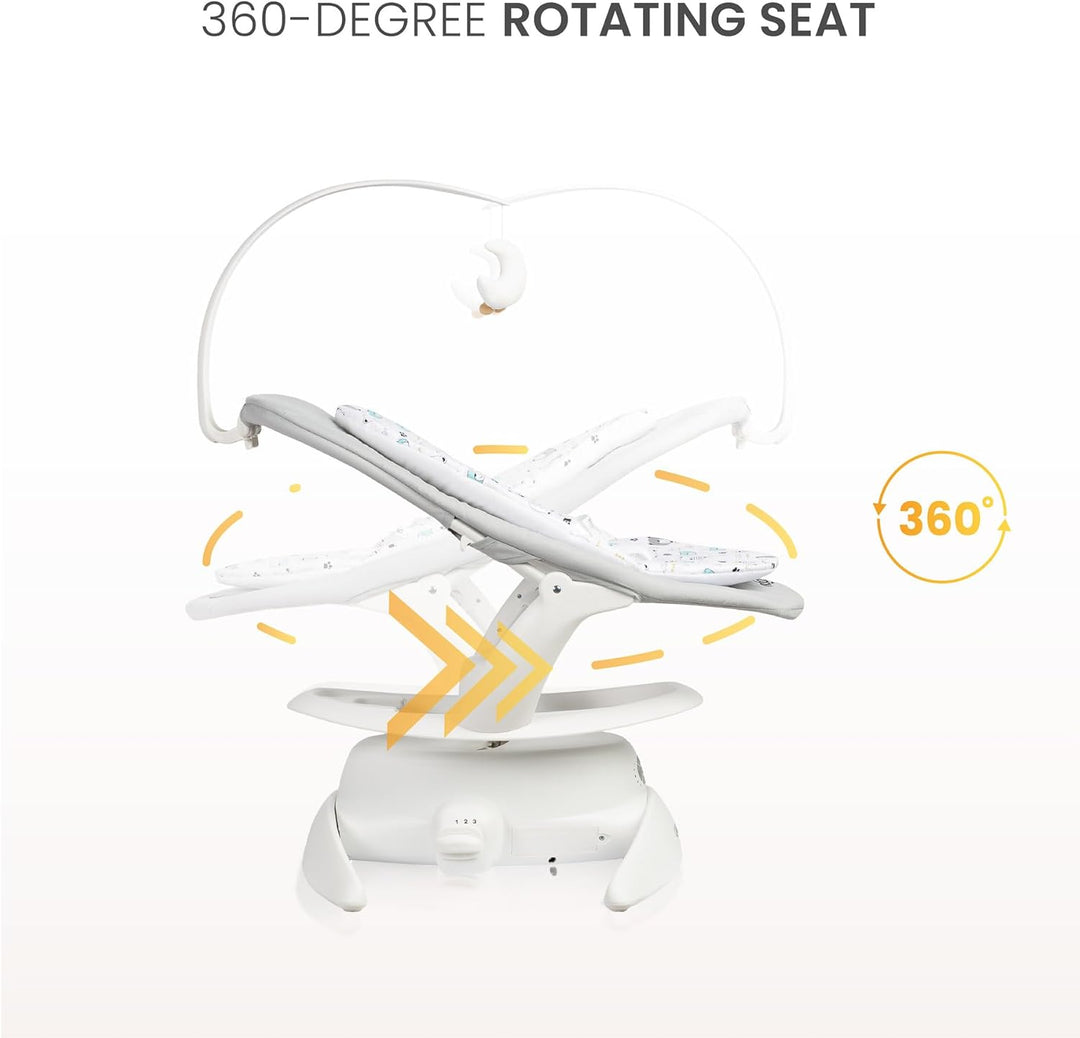 CARETERO - NOCO Baby Rocker - für Babys 0-12 Monate - mit Musik, 360° Drehsitz, verstellbarer Rücken