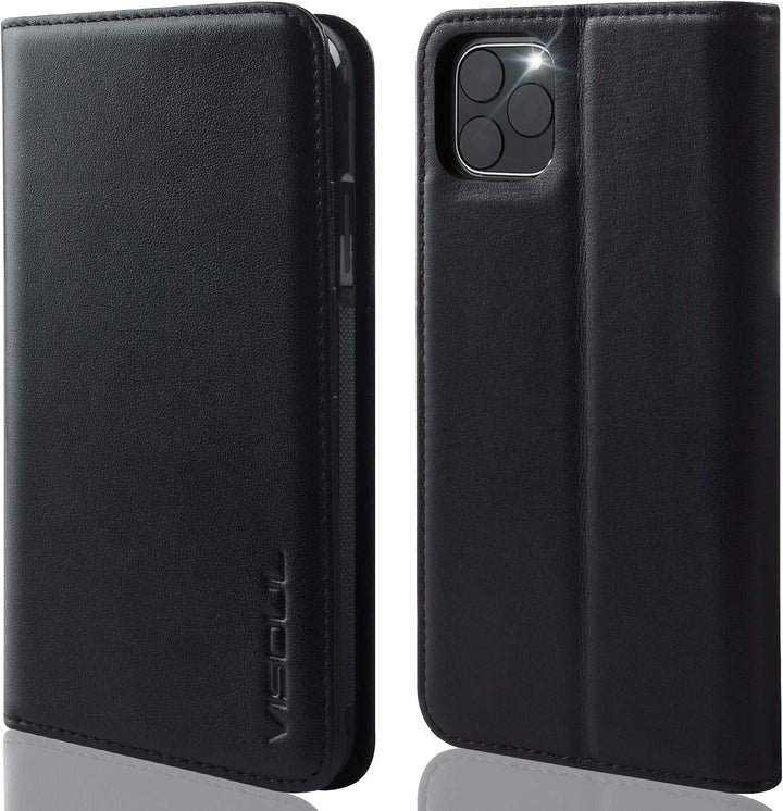 VISOUL Hülle für iPhone 11 Pro Max, Stossfeste Handyhülle [Rindsleder], TPU Magnetische Klapphülle K