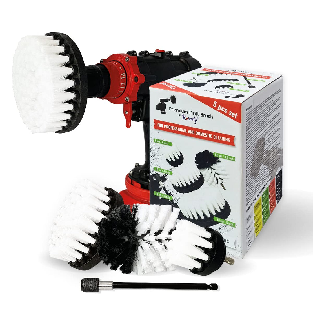 Premium Bohrbürste, extra weich, weiss, 5 Stück Professioneller Power-Schrubber Kratzt Keine Oberflä