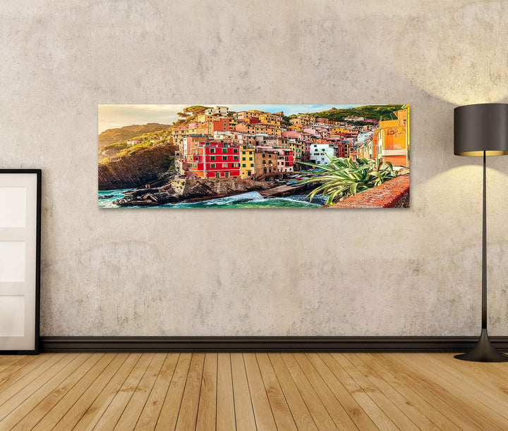 islandburner Bild auf Leinwand Riomaggiore Bei Sonnenuntergang Nationalpark Cinque Terre Ligurien La