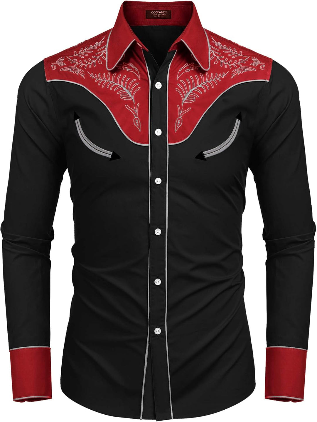 COOFANDY Herren Hemd mit Button-Down-Kragen Gross und kräftig S Baumwolle - Rot & Schwarz, S Baumwol
