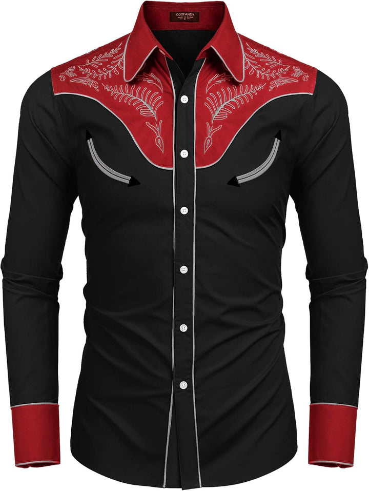 COOFANDY Herren Hemd mit Button-Down-Kragen Gross und kräftig S Baumwolle - Rot & Schwarz, S Baumwol