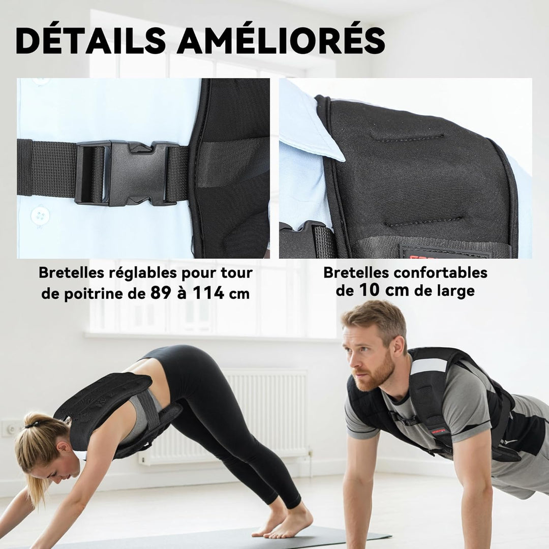 SPORTNOW Gewichtsweste 8 kg, atmungsaktive Gewichtsweste mit verstellbaren Riemen und reflektierende