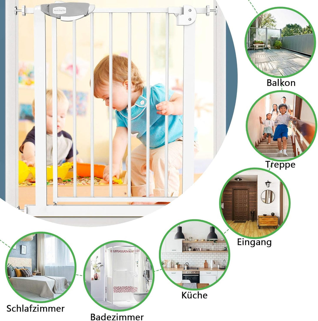 YRHome Türschutzgitter ohne Bohren Treppengitter Treppenschutzgitter für Kinder Türgitter Auto-Close