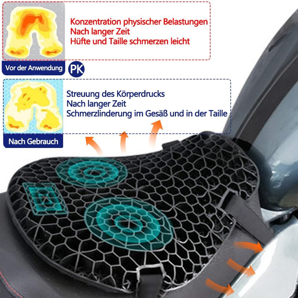 PhyiFlbey Motorrad Sitzkissen Druckentlastung Stossdämpfend Motorrad Sitzkissen Motorrad Sitzkissen