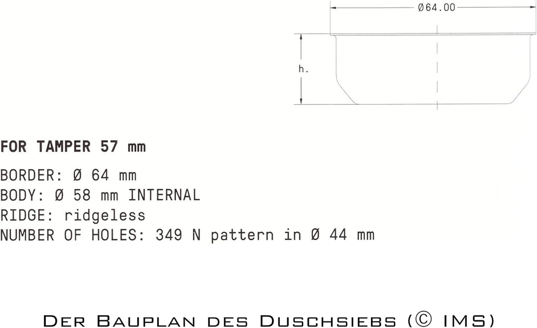 IMS Big Bang B642TH22N| B64 2T H22 N| Competition Präzisions-Filterkorb für 57 mm Siebträger | 13,5