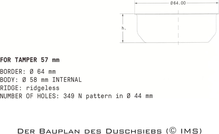 IMS Big Bang B642TH22N| B64 2T H22 N| Competition Präzisions-Filterkorb für 57 mm Siebträger | 13,5