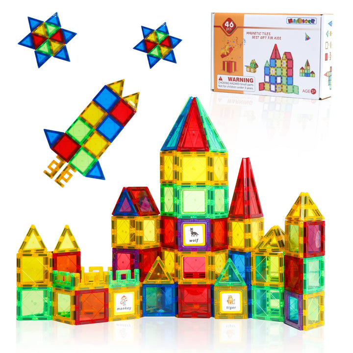 Magblock 46 Teile Magnetische Bausteine für Kinder,Magnetbausteine Lernspielzeug,Magnet Spielzeug fü
