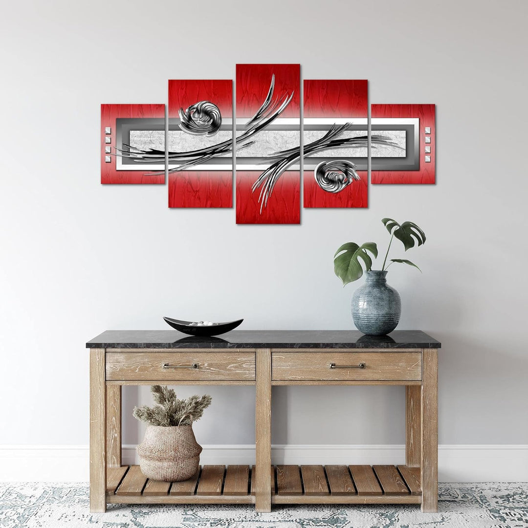 Runa Art Wandbilder Abstrakt 5 Teilig Bild auf Vlies Leinwand Deko Wohnzimmer Schlafzimmer Beige Bra