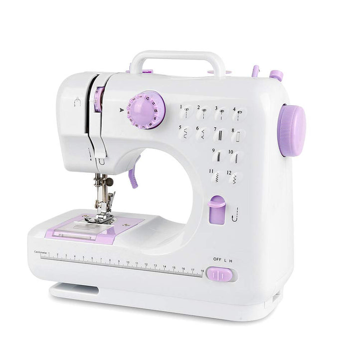 12 Stichmuster Nähmaschine für Kinder und Anfänger, Mini-Nähmaschine mit Fusspedal, Arbeitslicht, Zu