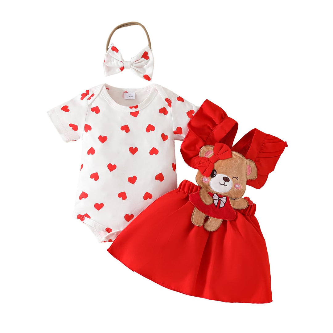 Neugeborenes Baby Mädchen Röcke Sets Rüschen Top + Plaid/Dots/Bowknot Overalls Hosenträger Kleid + S
