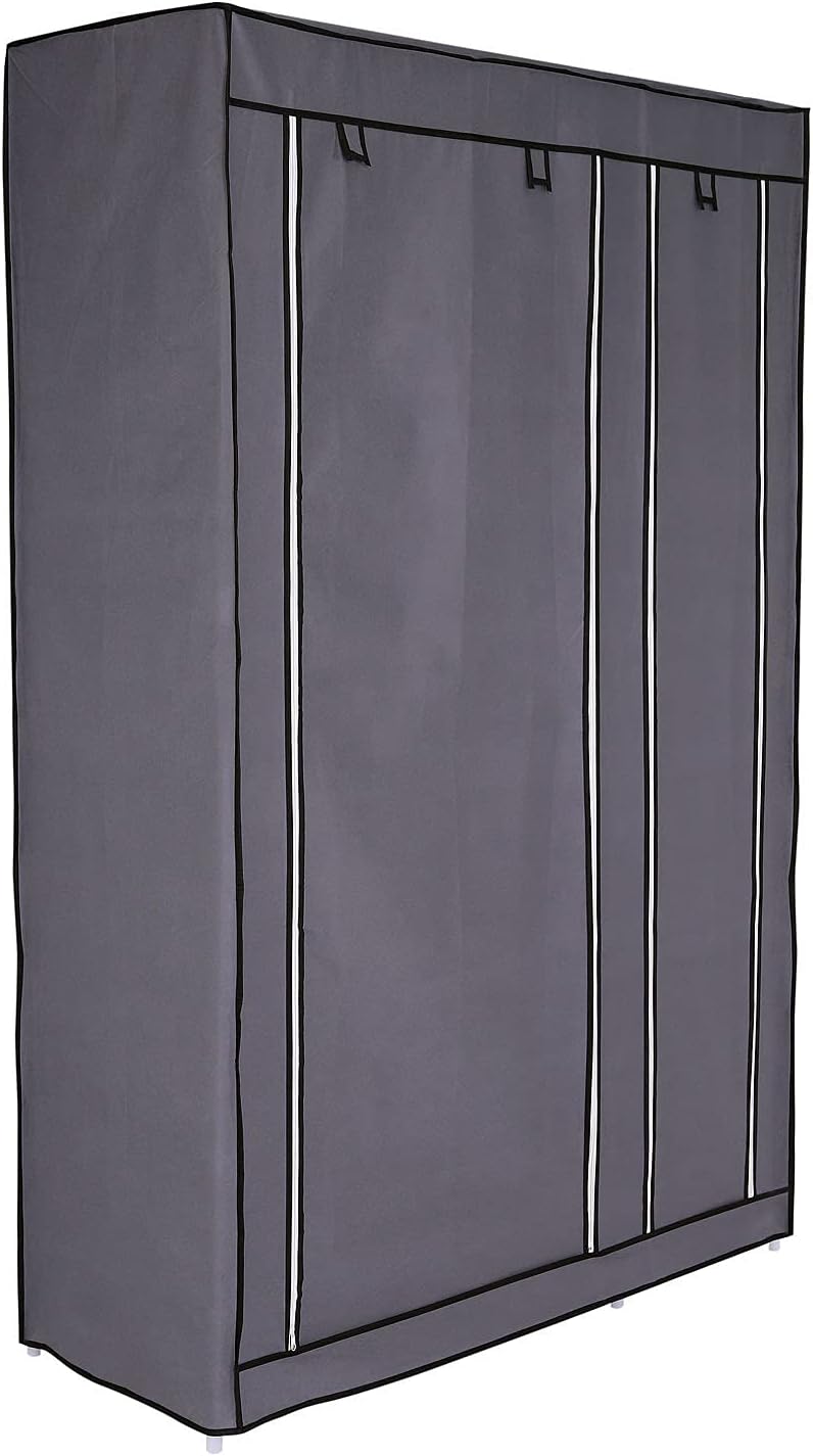 dibea Faltbarer Stoff-Kleiderschrank 175x110x45 cm, grau 175x110x45 cm Grau, 175x110x45 cm Grau