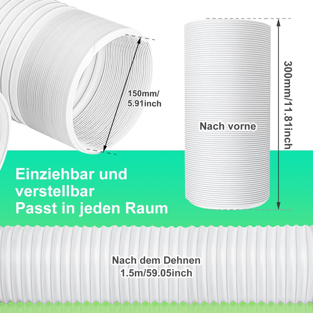 ENUTROF Abluftschlauch 150mm Abluftschläuche Klimagerät Klimaanlagen Klima Weiss-1.5mx150mm, Weiss-1