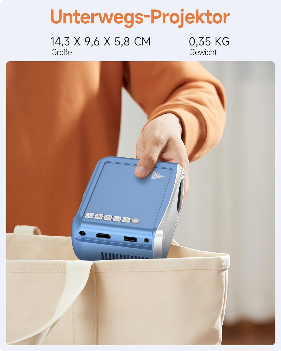 Mini Beamer Bluetooth und WiFi, Kleiner Beamer für Handy, 1080P Unterstützung Projektor iPhone/Andro