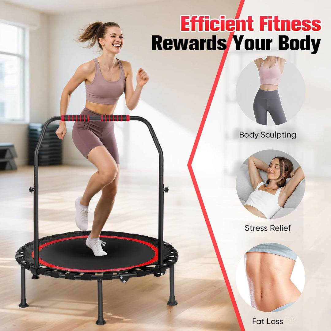 Mini Trampolin Indoor Erwachsene Ø101cm, Fitness Trampoline Klein,Jump Rebounder Workout,Tragfähigke