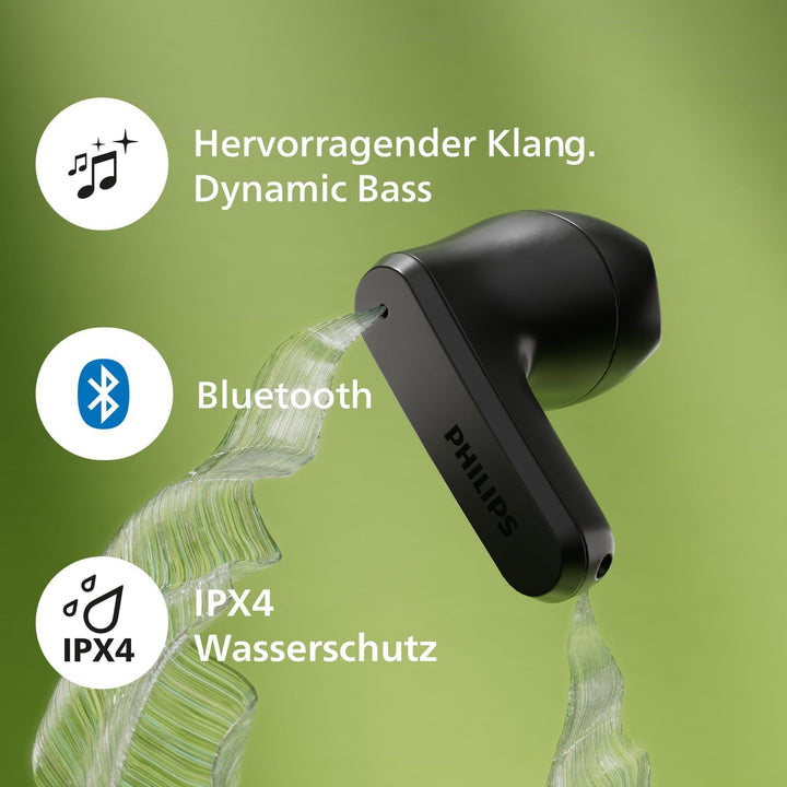 Philips TAT2139BK Drahtlos-Bluetooth-Ohrhörer – kleine Ohrhörer, Tolles Preis-Leistungs-Verhältnis,