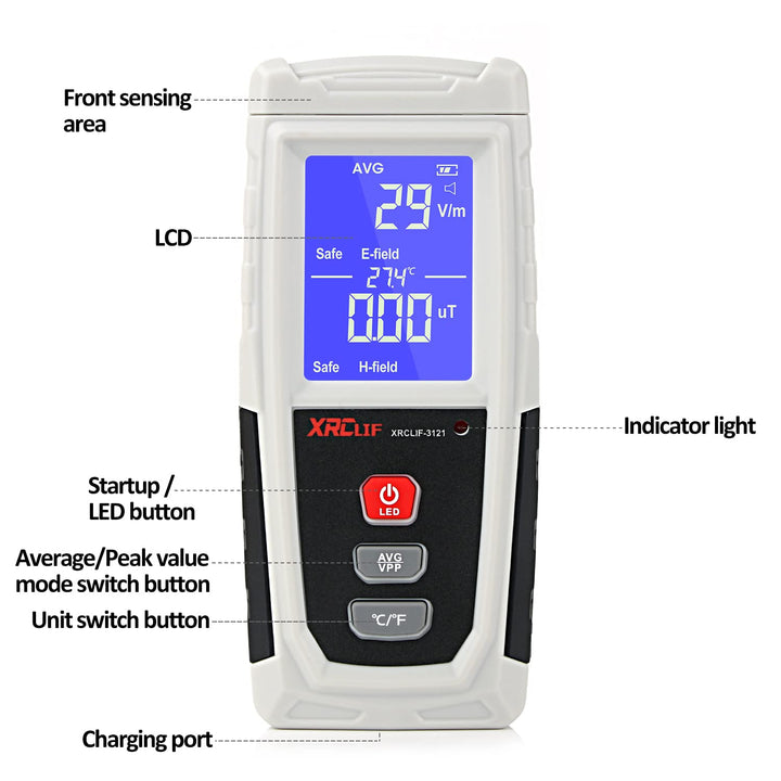EMF Messgerät, XRCLIF Digitaler elektromagnetischer Strahlungsdetektor, Handheld EMF Tester für Zuha