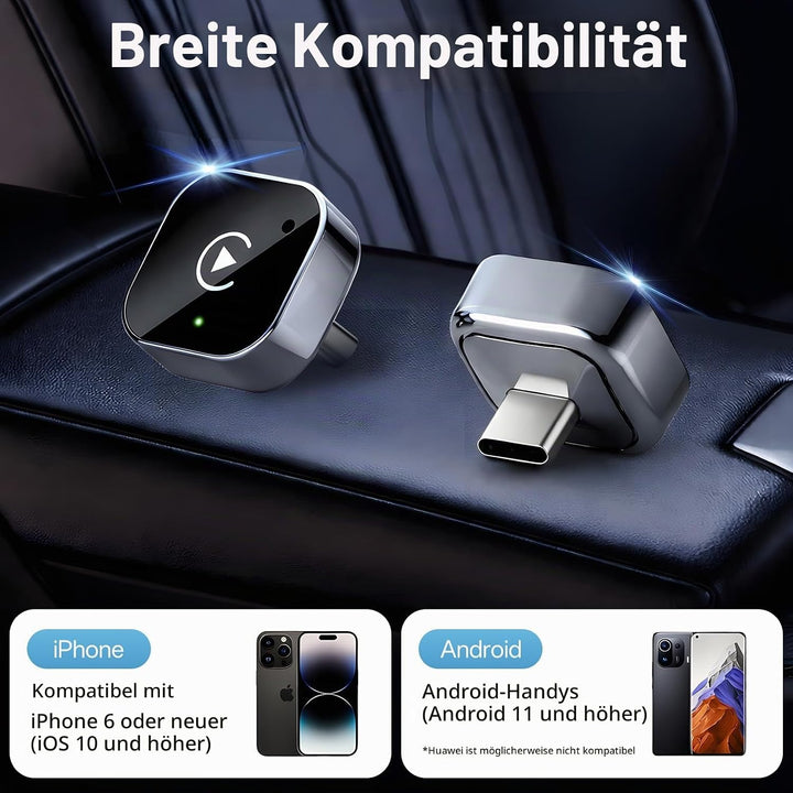 USB-C Wireless CarPlay &amp; Android Auto Adapter, Plug-in Dongle konvertiert werkseitig verkabeltes Car