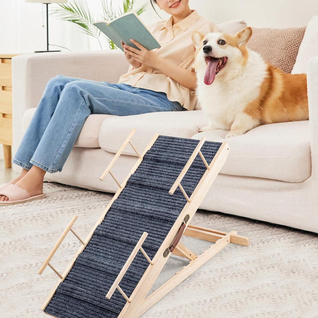 Hunderampe Klappbare Hunderampe aus Holz HöHenverstellbar 30-60cm rutschfeste Haustiertreppe Für Hun