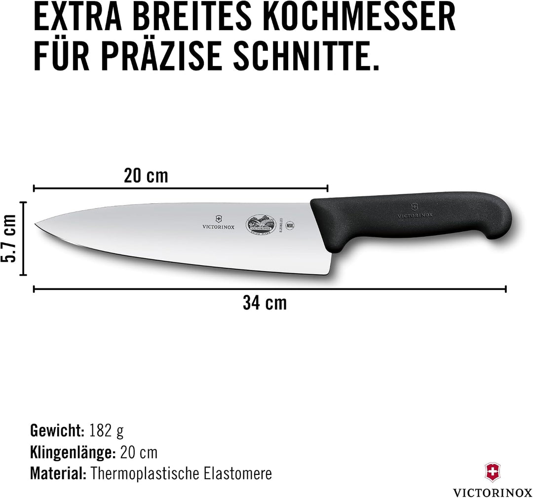 Victorinox 5.2063.20, coltello per sfilettare in acciaio inox da 20 cm, nero, standard Single, Singl