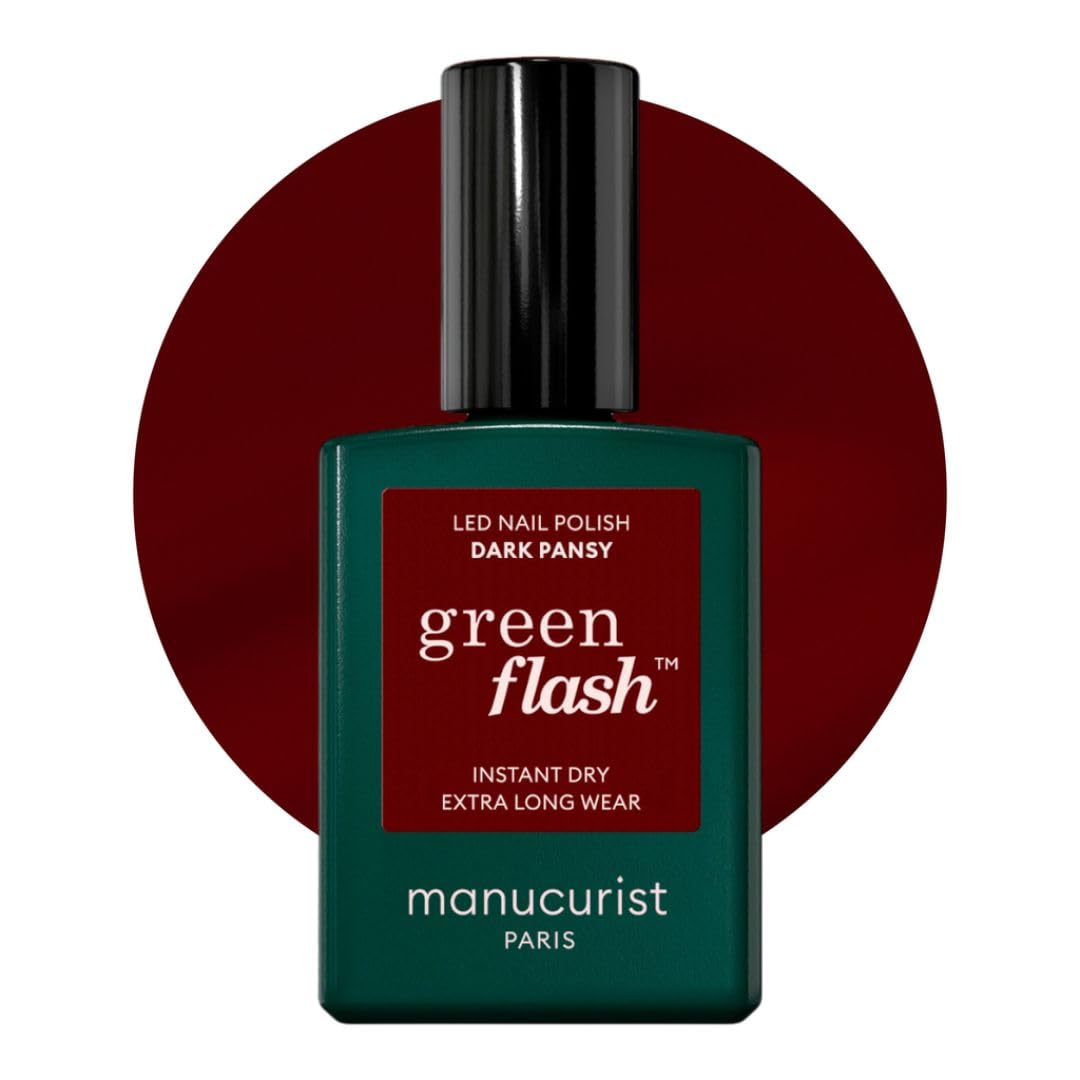 Manucurist Green Flash™ Burgunderrot Gel Nagellack Dark Pansy - Hema Free UV Lack, 12-Free Lack, Bio