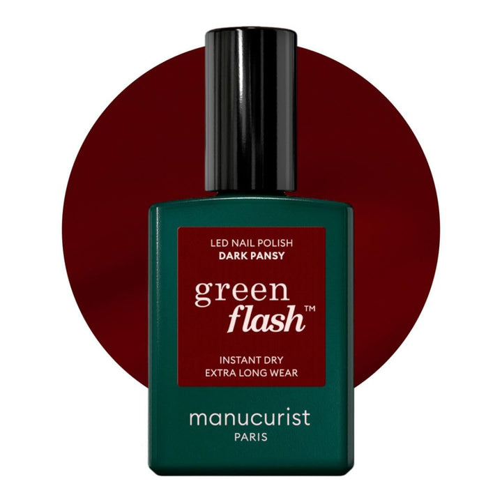 Manucurist Green Flash™ Burgunderrot Gel Nagellack Dark Pansy - Hema Free UV Lack, 12-Free Lack, Bio