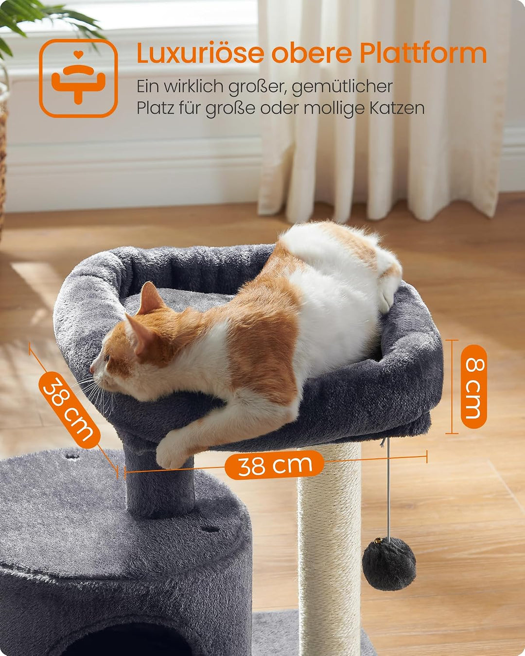 Feandrea Kratzbaum klein, Katzenbaum mit Sisalstamm, Katzenkratzbaum mit gepolsterter Plattforme, fü