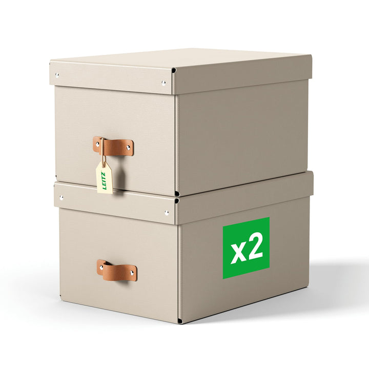 Leitz Puro Aufbewahrungsbox mit Deckel, Medium, 2er-Set, Box 17 L, stapelbar, Organizer-Box für Rega