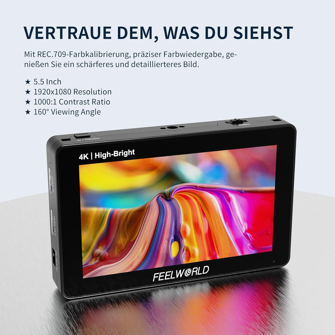 FEELWORLD F6 PLUSX 5.5 Inch 1600nit High Bright DSLR Camera Field Touch Screen Monitor with HDR 3D L