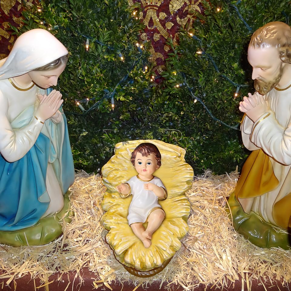 Gatuida Mini Jesuskind Krippenfigur Kunstharz Christkind Statue für Weihnachtskrippe Religiöse Dekor