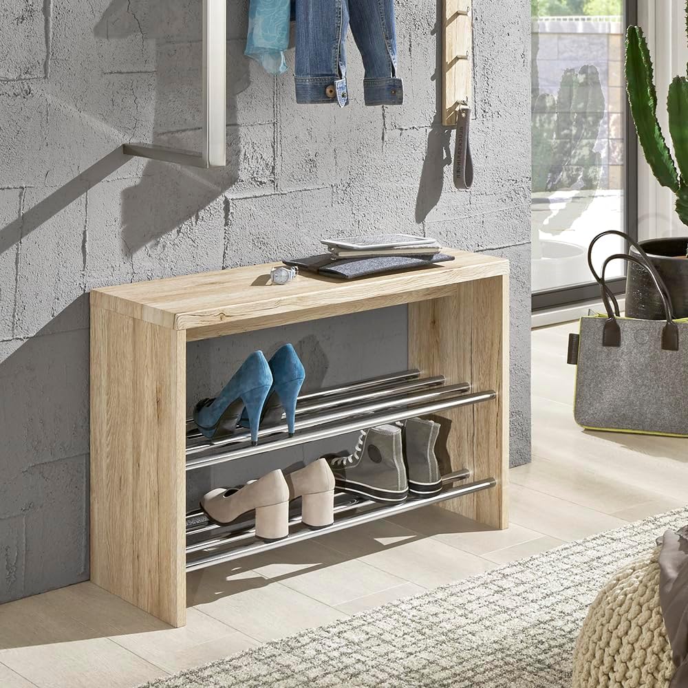 HAKU Möbel Bank, eiche San Remo-chrom, 81 x 30 x 55 B 81 x T 30 x H 55 Eiche San Remo-chrom, B 81 x