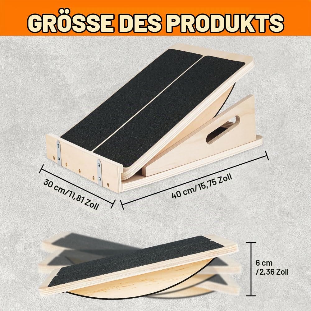 2 in 1 Wadendehner, Schrägbrett Aus Holz, Verstellbarer Und Portable Wooden Slant Board, Athletic Mo
