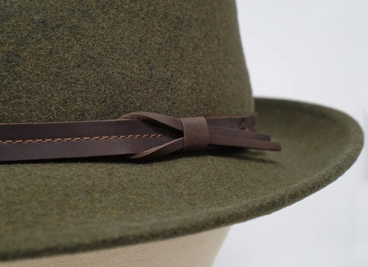 The Stoker – leichte breite Krempe – wasserabweisend – Fedora Trilby Style Filzhut XS Tiefenmoos, XS