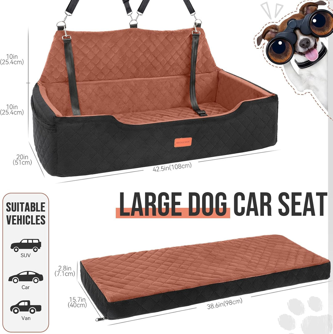 Hunde Autositz für Grosse Hund unter 100 lbs, Waschbares Hundesitz Auto für 2 Mittlere Hunde, Abnehm