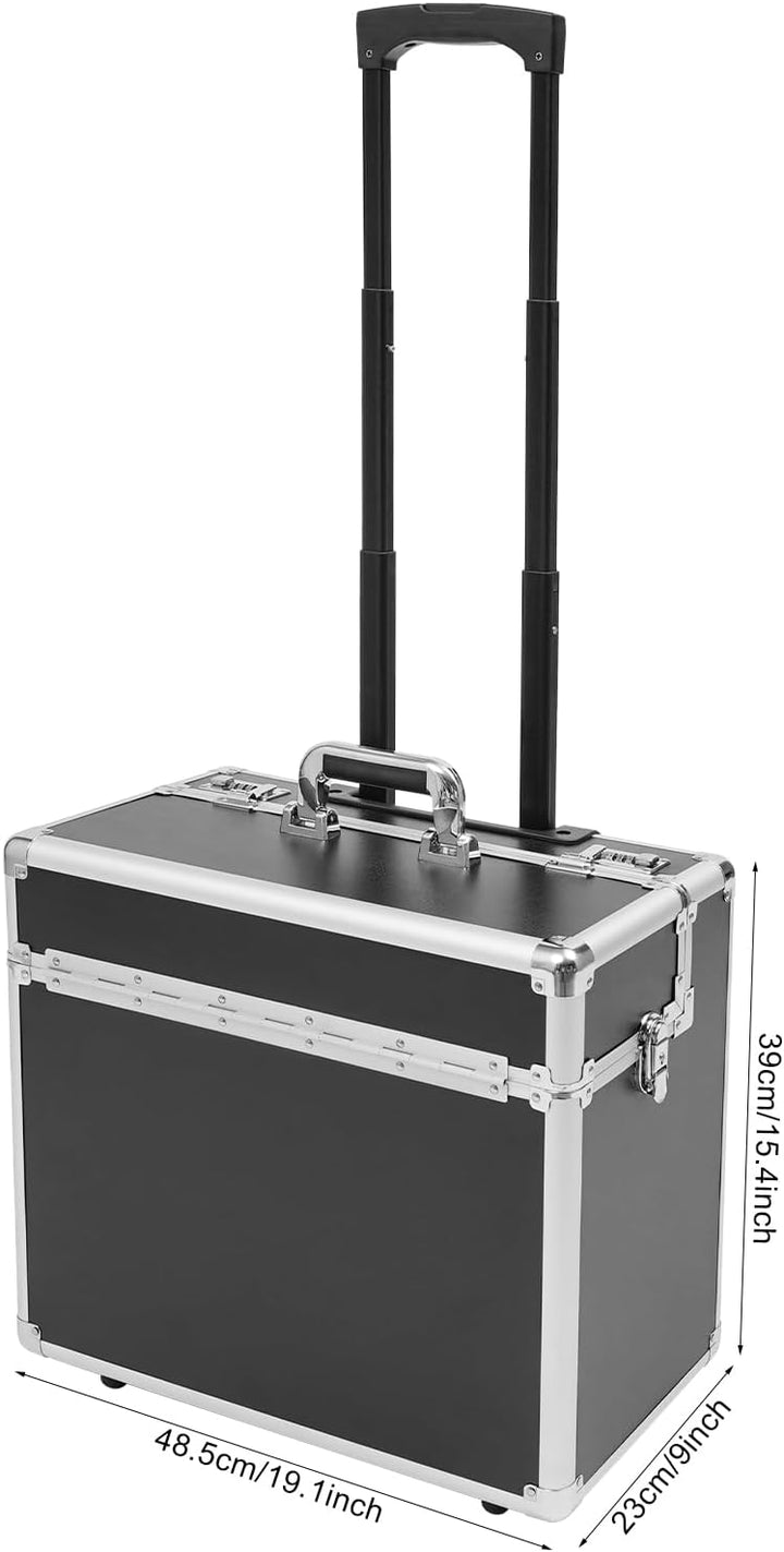 Pilotenkoffer 48,5×23×39 cmRollbarer Aktenkoffer mit Teleskopstange Rollen &amp; Kombinationsschloss Sic