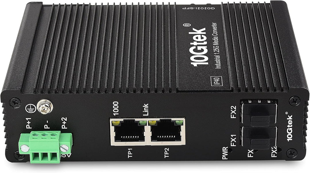 10Gtek 4-Port Industrial DIN-Rail Ethernet Switch Hutschiene, IP40, 2X Gigabit SFP Slot mit 20-km SF