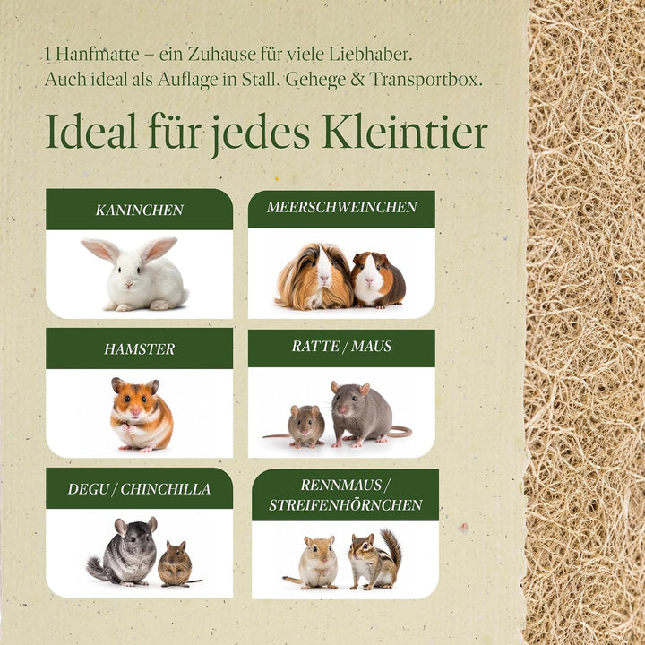 Nagerteppich aus 100% Hanf - Biologisch abbaubare Hanfmatten für Nager wie Kaninchen, Meerschweinche