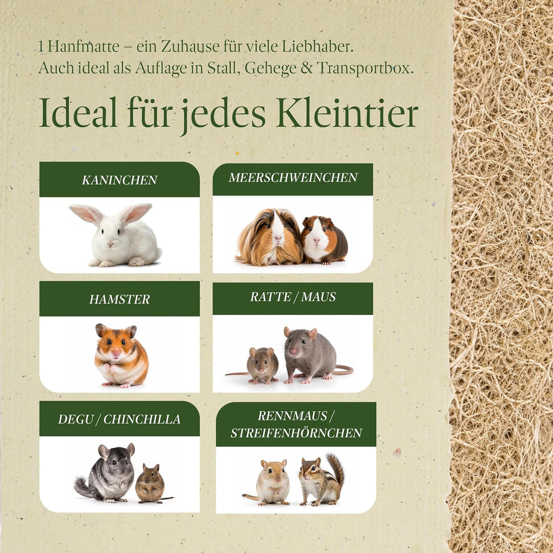 ProFlora® Nagerteppich aus 100% Hanf - Biologisch abbaubare Hanfmatten für Nager wie Kaninchen, Meer