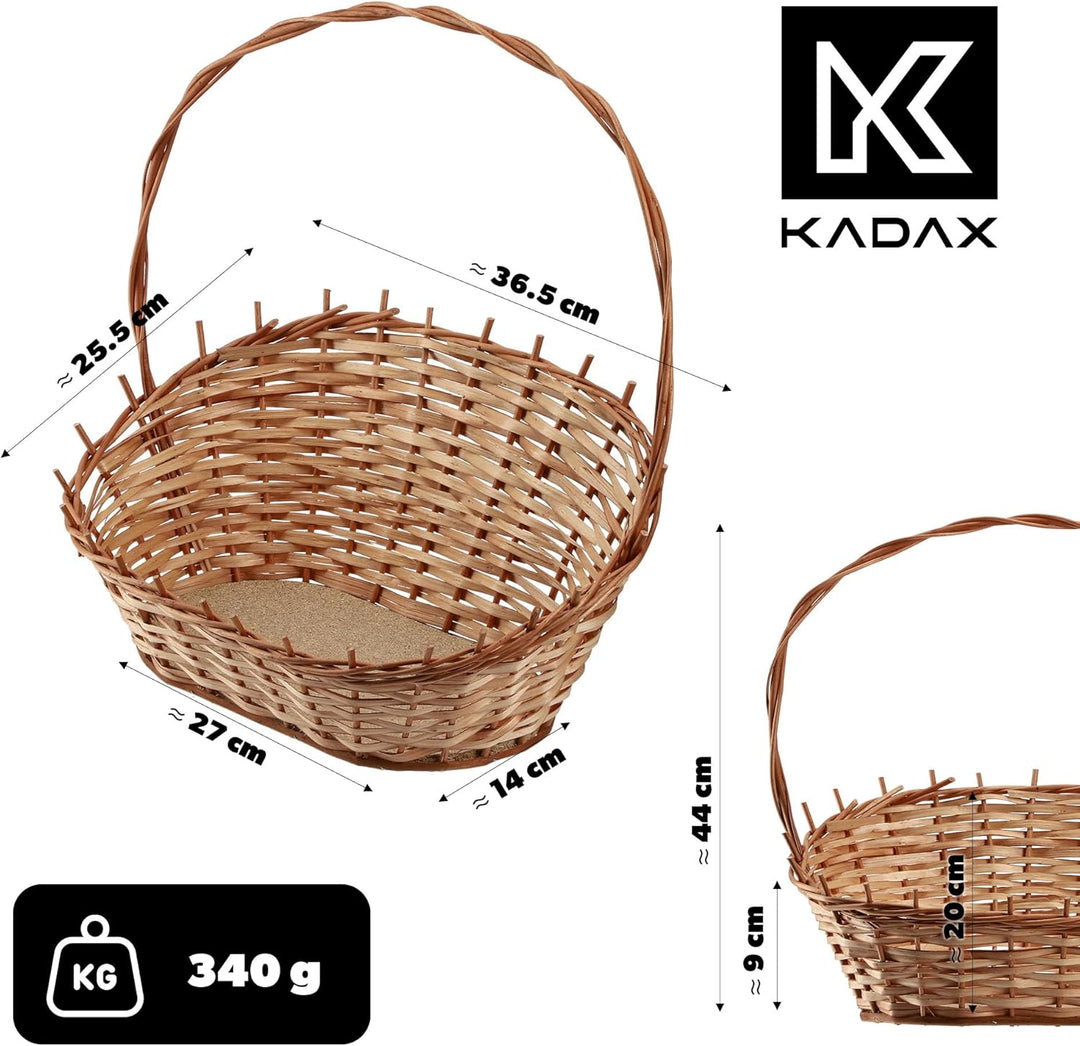 KADAX Geschenkkorb, Universeller Weidenkorb, Hochwertiger Henkelkorb, Flaschenkorb, Süssigkeitenkorb
