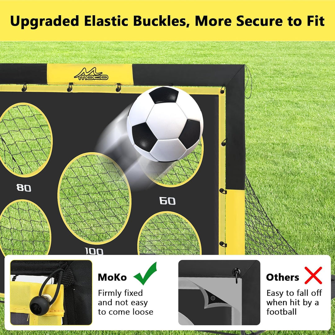 MoKo Fussballtore für den Garten, 150×120 cm Grosses Pop-up-Tornetz mit Zieltafel, Tragbare Fussball