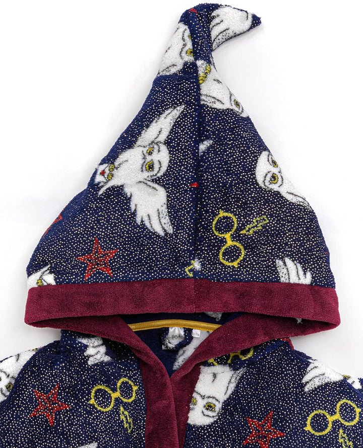 Harry Potter-Bademantel für Mädchen | Kinder Zwei Optionen Rot Hogwarts ODER Blau Hedwig Pyjama-Robe