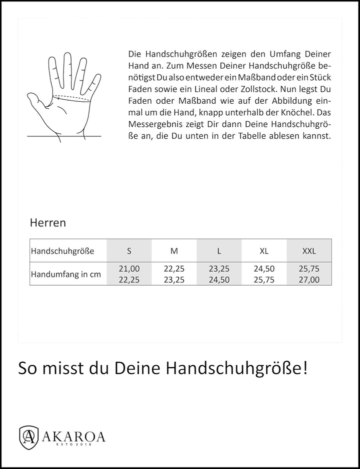 AKAROA ESTD 2019 Lederhandschuhe Herren TIM, Touchscreen Funktion, italienisches Leder, recyceltes S