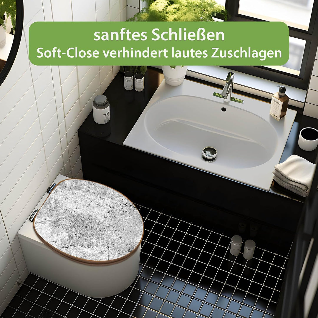 banjado Design WC Sitz Bambus Absenkautomatik 45,8x37,5cm - Toilettendeckel mit Absenkautomatik Holz