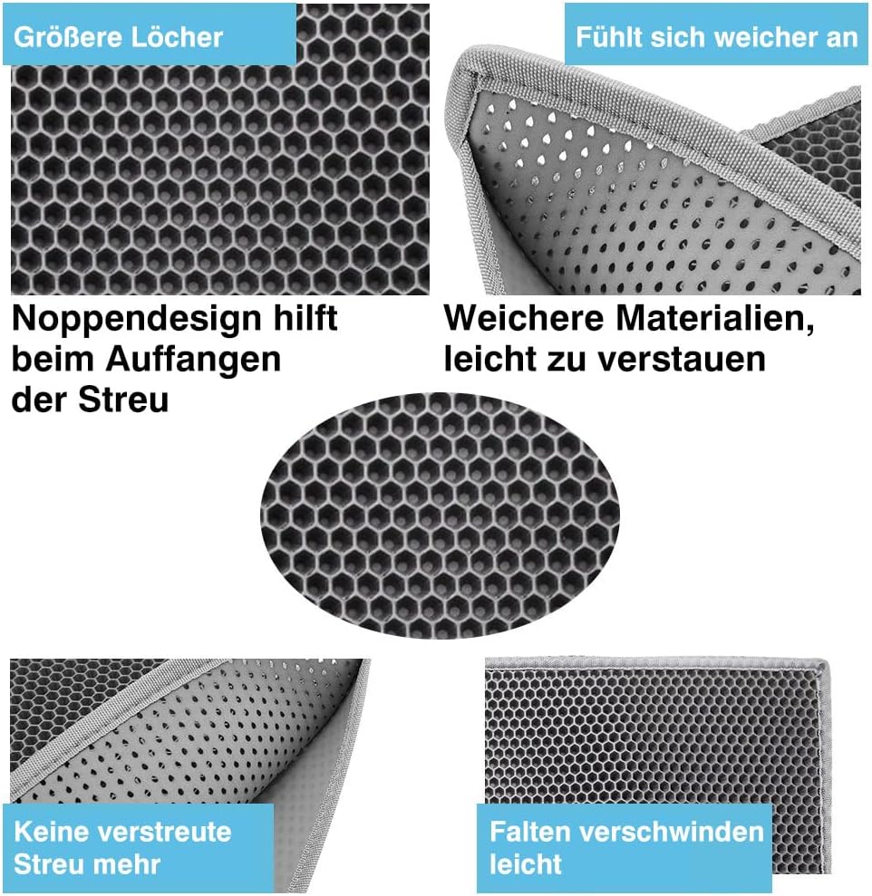 Pieviev Katzenklo Matte, Katzenstreu Matte Katzenklo Unterleger Waben Design Katzentoilette Vorleger
