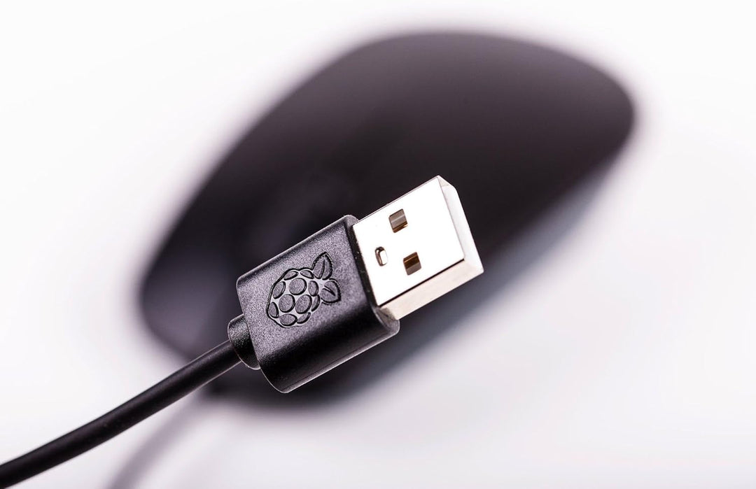 offizielle Raspberry Pi Maus + Tastatur, DE-Layout, inkl. 3 Port USB Hub, schwarz/grau