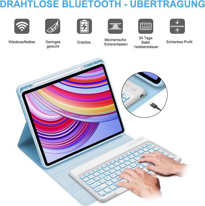 IVEOPPE Tastatur Hülle für Xiaomi Redmi Pad Pro, Tastatur Redmi Pad Pro 12,1 Zoll 2024, Bluetooth 7-