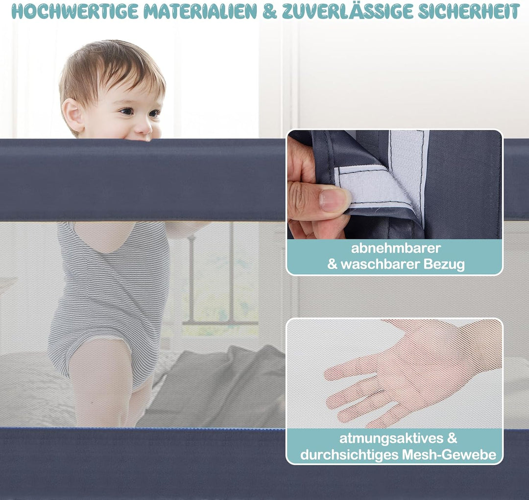 GOPLUS Bettgitter 120/150 cm, Sicherheitsgitter klappbar für Kinderbett, Einzel-, Doppel-, Queensize