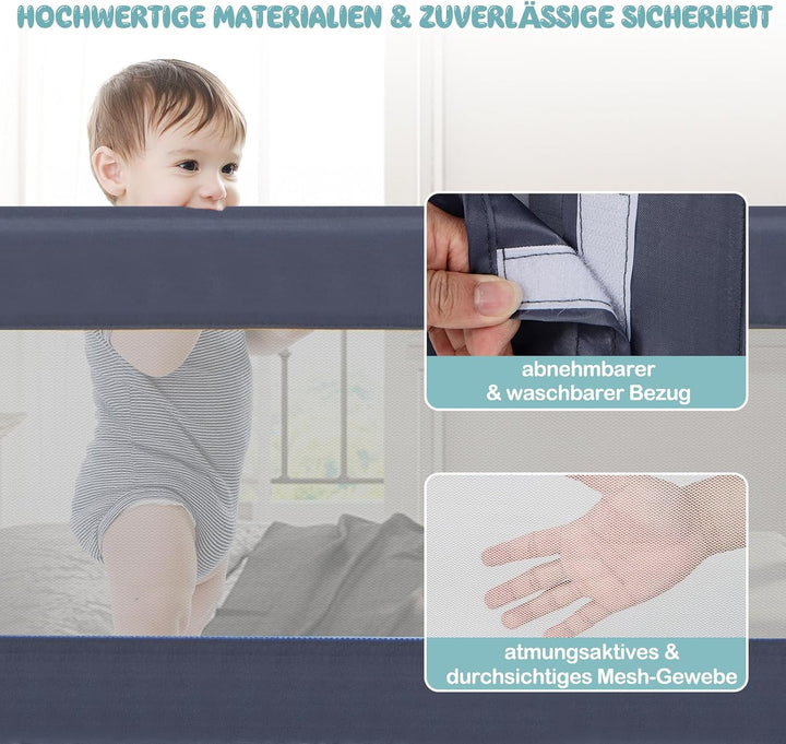 GOPLUS Bettgitter 120/150 cm, Sicherheitsgitter klappbar für Kinderbett, Einzel-, Doppel-, Queensize