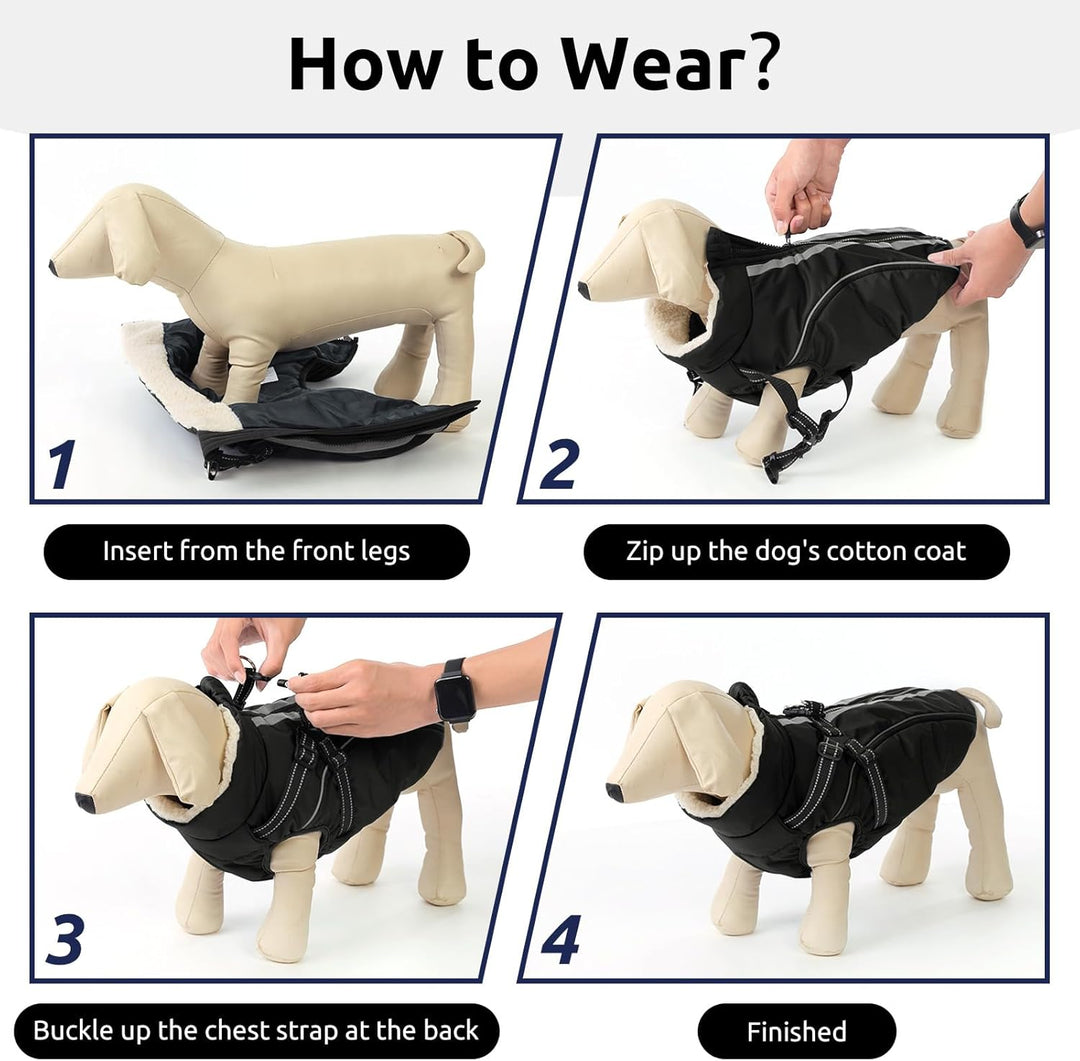 Hundemantel Hundejacke Warm Wintermantel mit Reissverschluss Winddichte & Winddichte mit Reflektorst
